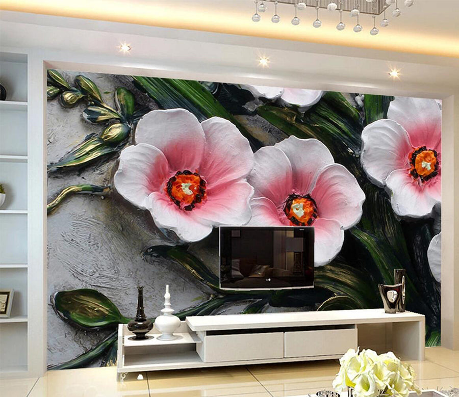 3D Carved Plum WC647 Wall Murals