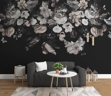 3D Vintage White Flower WC564 Wall Murals