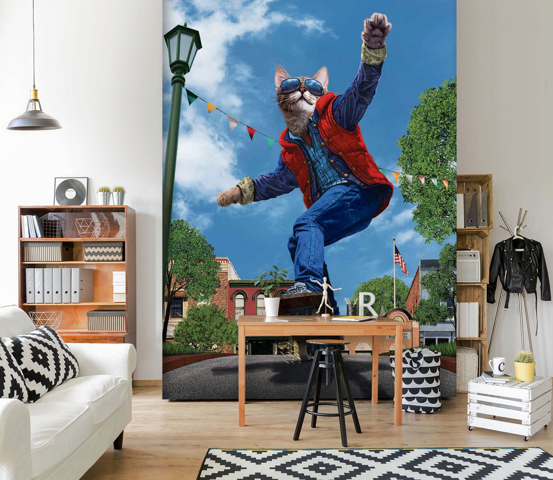 3D Skateboard Cat 1417 Wall Murals Exclusive Designer Vincent Wallpaper AJ Wallpaper 2 