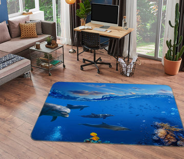 3D Seabed Dolphin 38173 Animal Non Slip Rug Mat