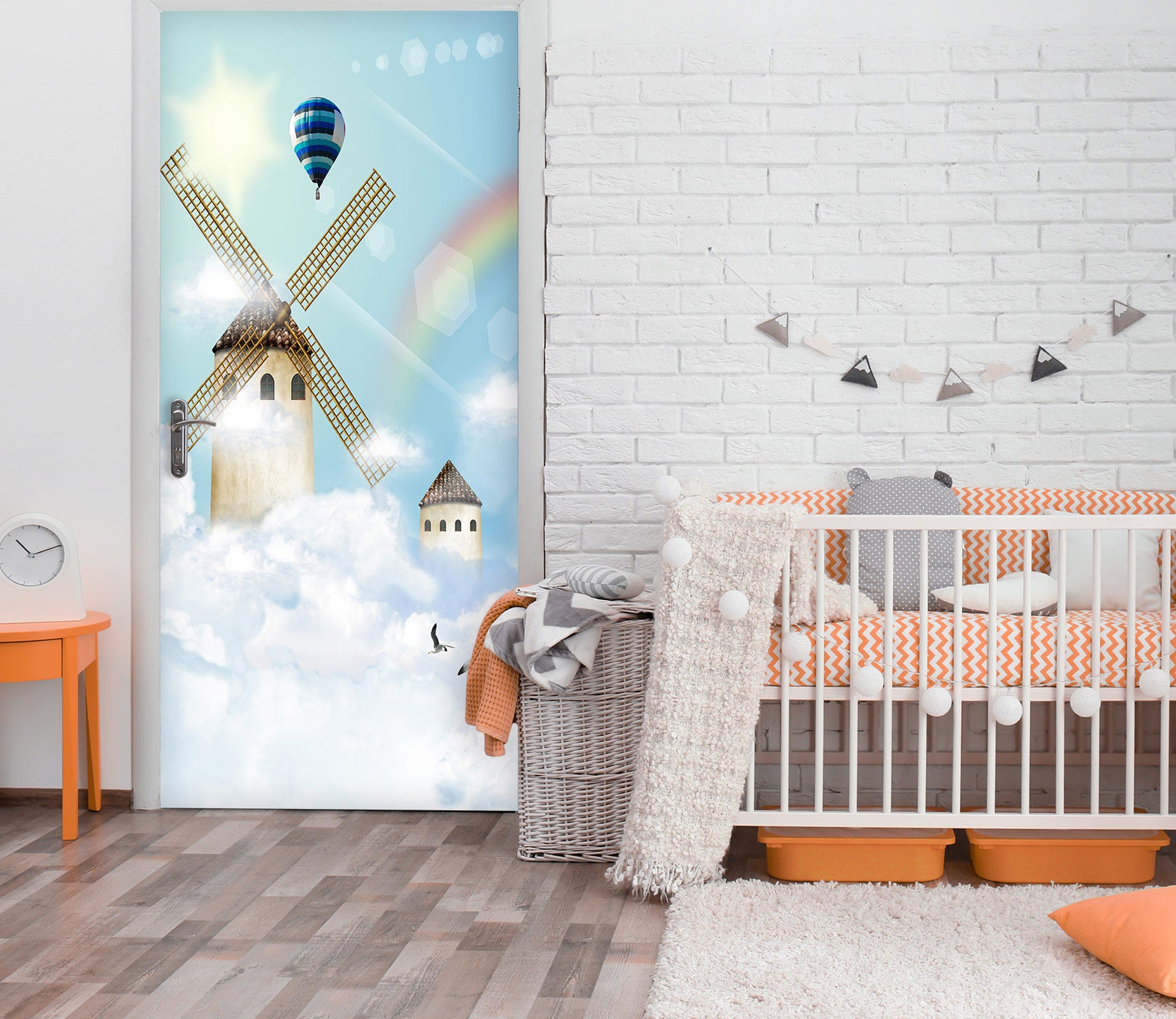 3D Cloud Windmill 23205 Door Mural