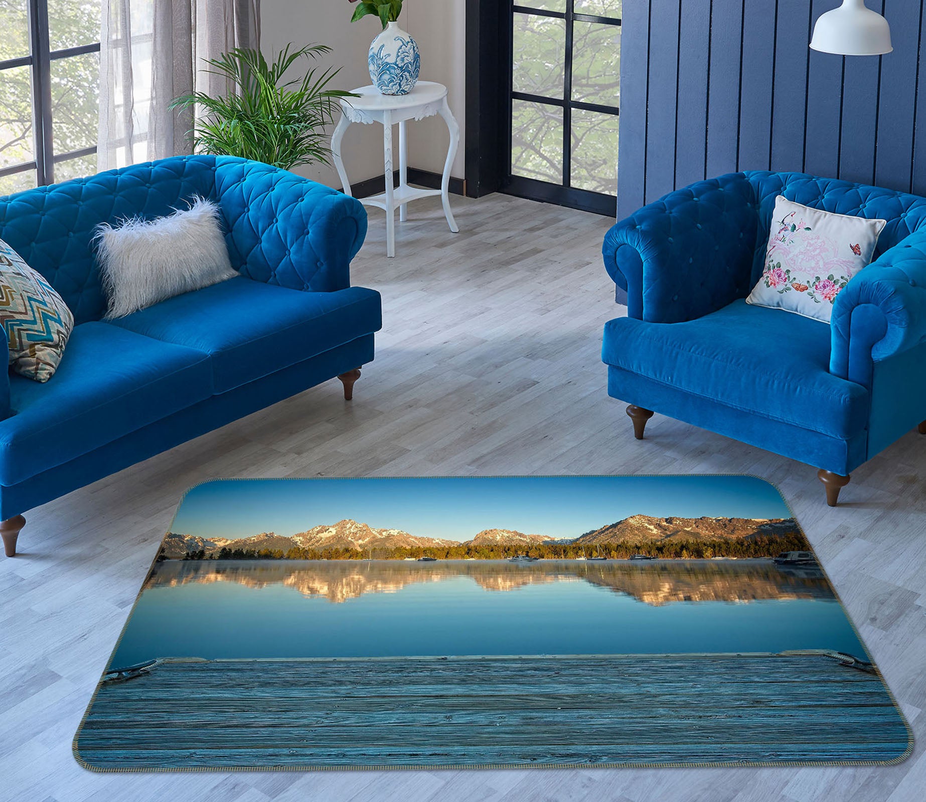 3D Colter Bay Boat Dock 84058 Kathy Barefield Rug Non Slip Rug Mat