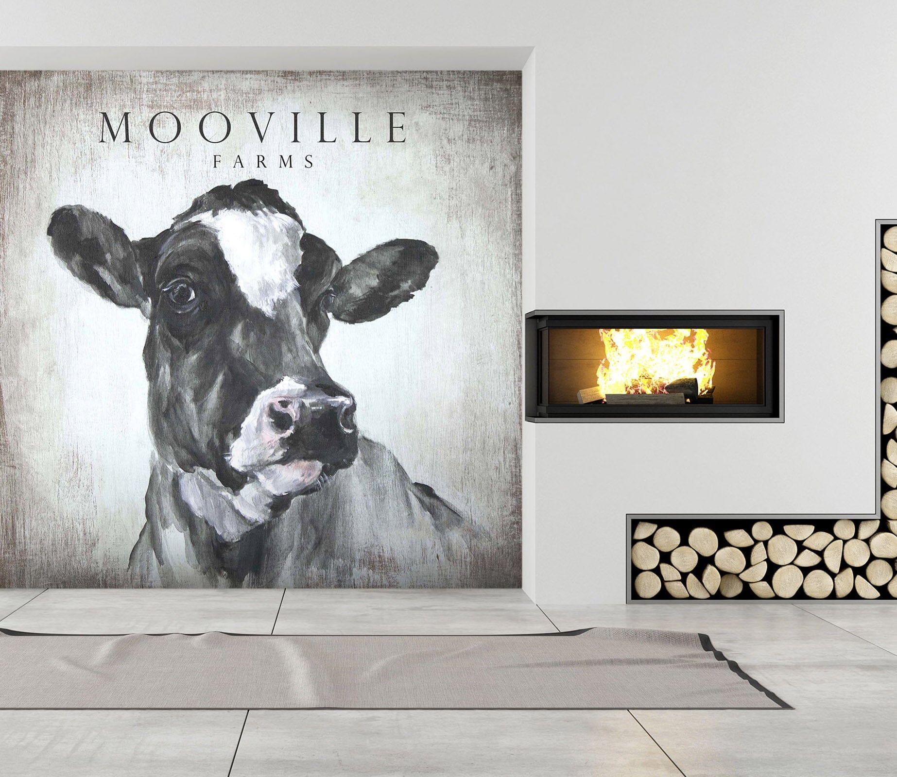 3D Sketch Cow 1408 Debi Coules Wall Mural Wall Murals Wallpaper AJ Wallpaper 2 