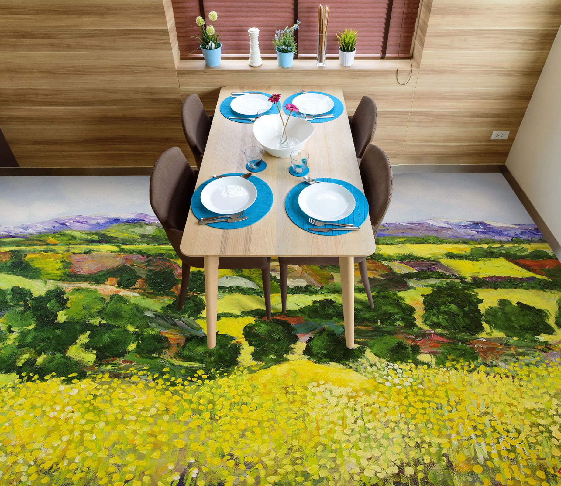 3D Yellow Grass Forest 9638 Allan P. Friedlander Floor Mural