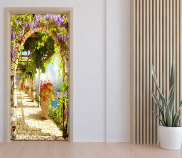 3D Corridor Of Flowers 22105 Door Mural