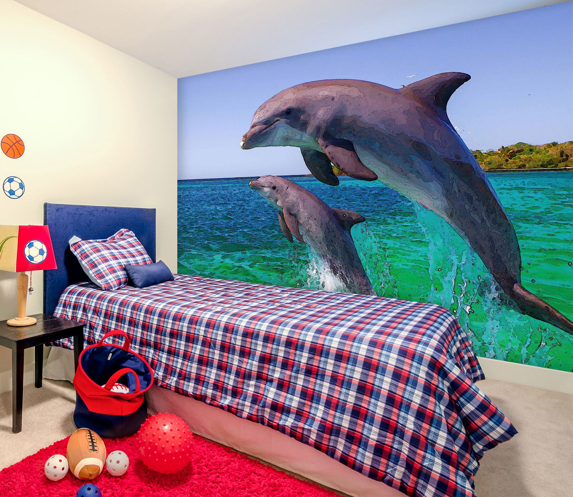 3D Dolphin 9104 Alius Herb Wall Mural Wall Murals