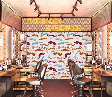 3D Colorful Beard Pattern 115135 Barber Shop Wall Murals