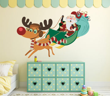 3D Running Deer Sled 21 Wall Stickers Wallpaper AJ Wallpaper 