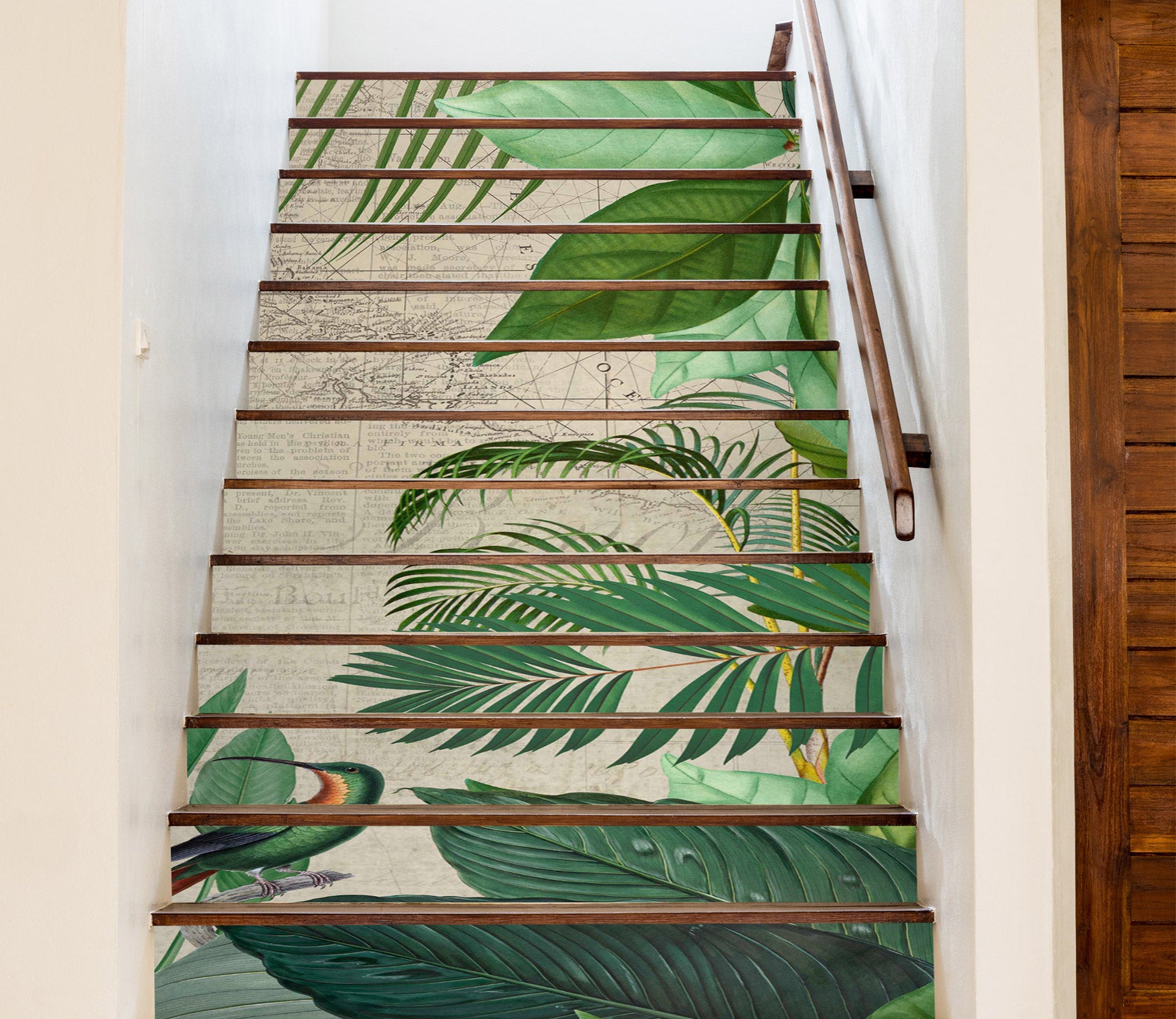 3D Leaves Green 10496 Andrea Haase Stair Risers