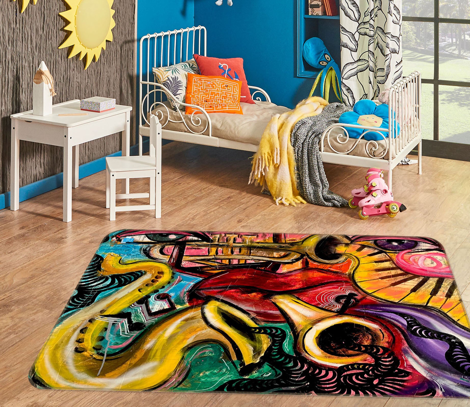 3D Retro Graffiti 8205 Jacqueline Reynoso Rug Non Slip Rug Mat