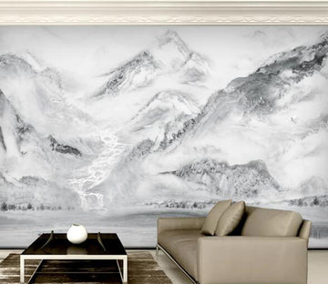 3D River Mountain WC2349 Wall Murals