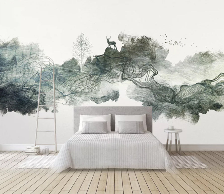 3D Black Fawn WC1486 Wall Murals