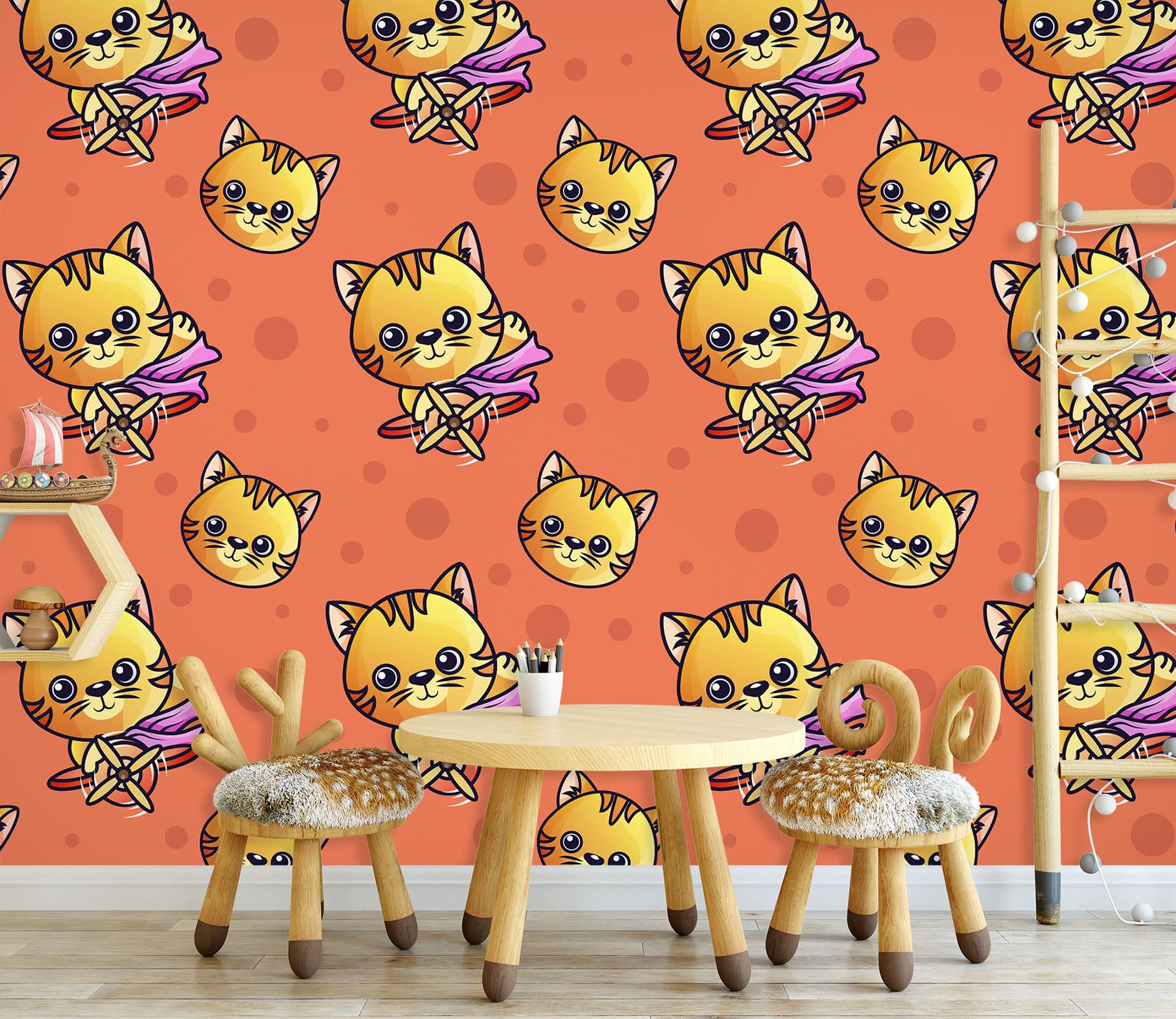 3D Yellow Cat Pattern 58011 Wall Murals