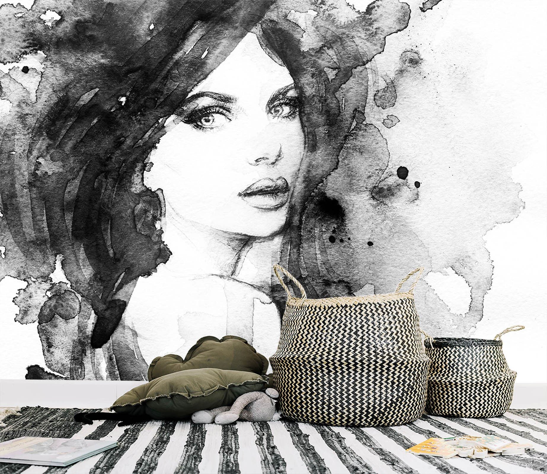 3D Ink Painting Woman 613 Wallpaper AJ Wallpaper 2 