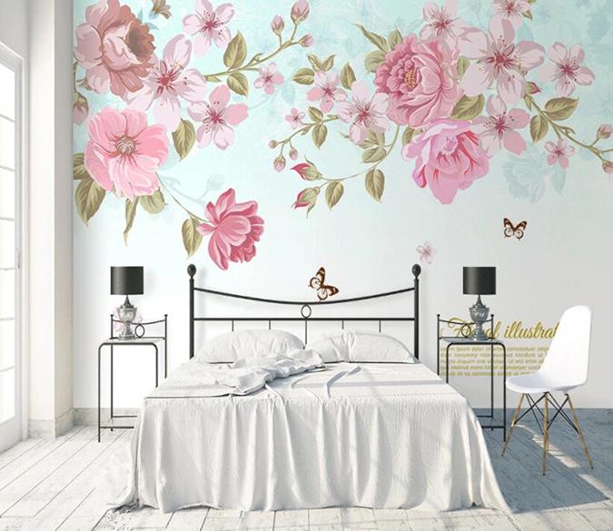 3D Flower Butterfly 1378 Wall Murals Wallpaper AJ Wallpaper 2 