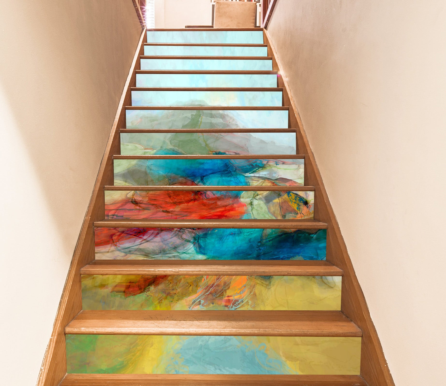 3D Watercolor Lines Pattern 104227 Michael Tienhaara Stair Risers