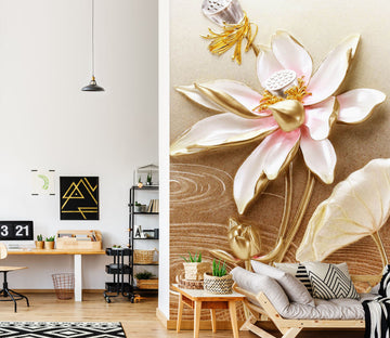 3D Golden Flower 1867 Wall Murals