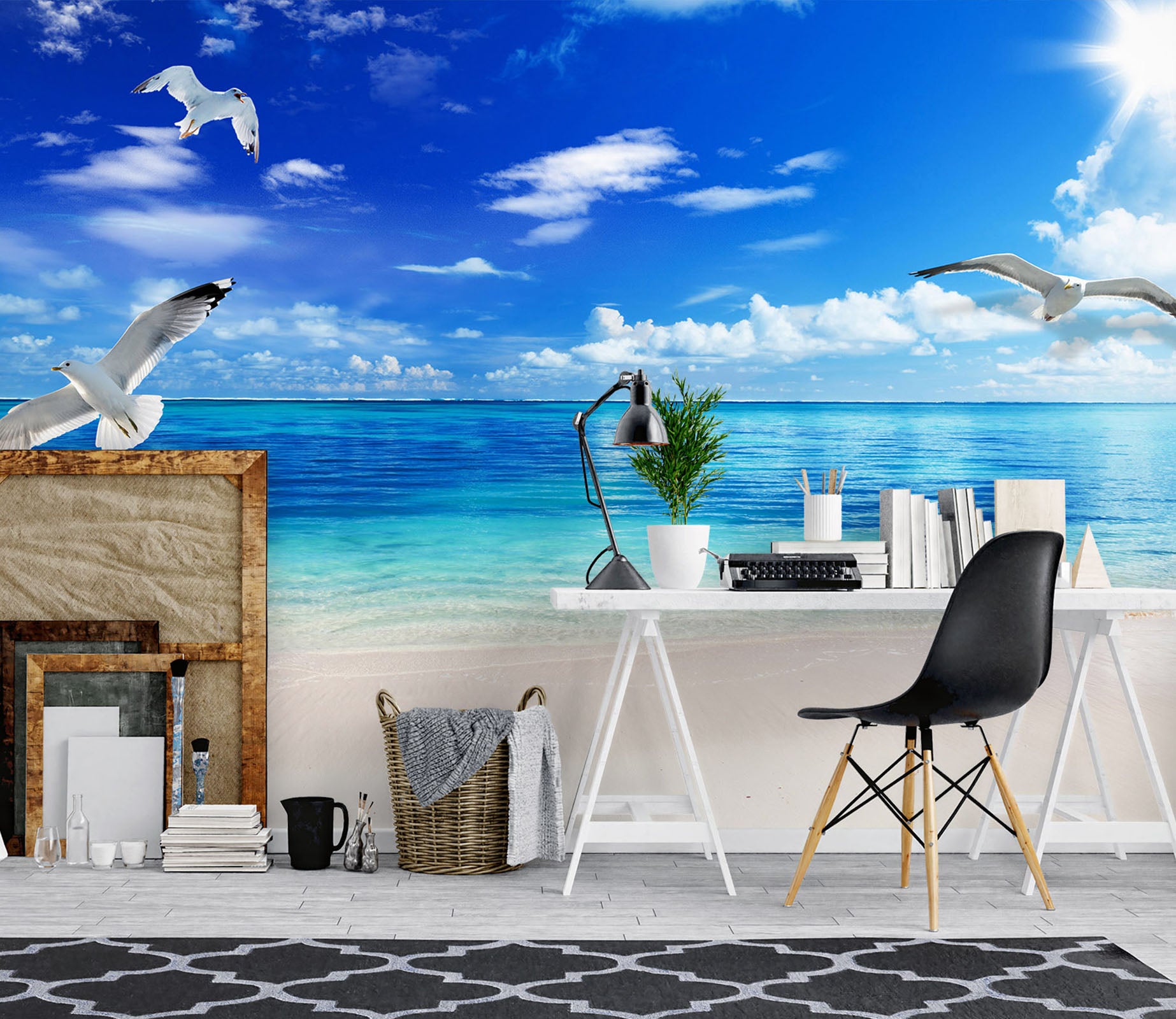 3D Ocean Seagull 1024 Wall Murals