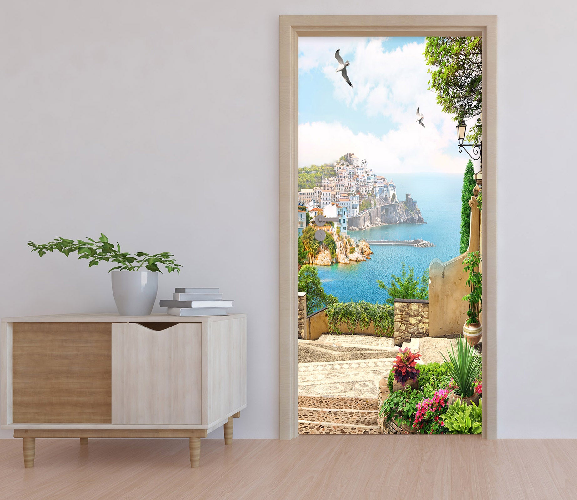 3D Island Houses 22082 Door Mural