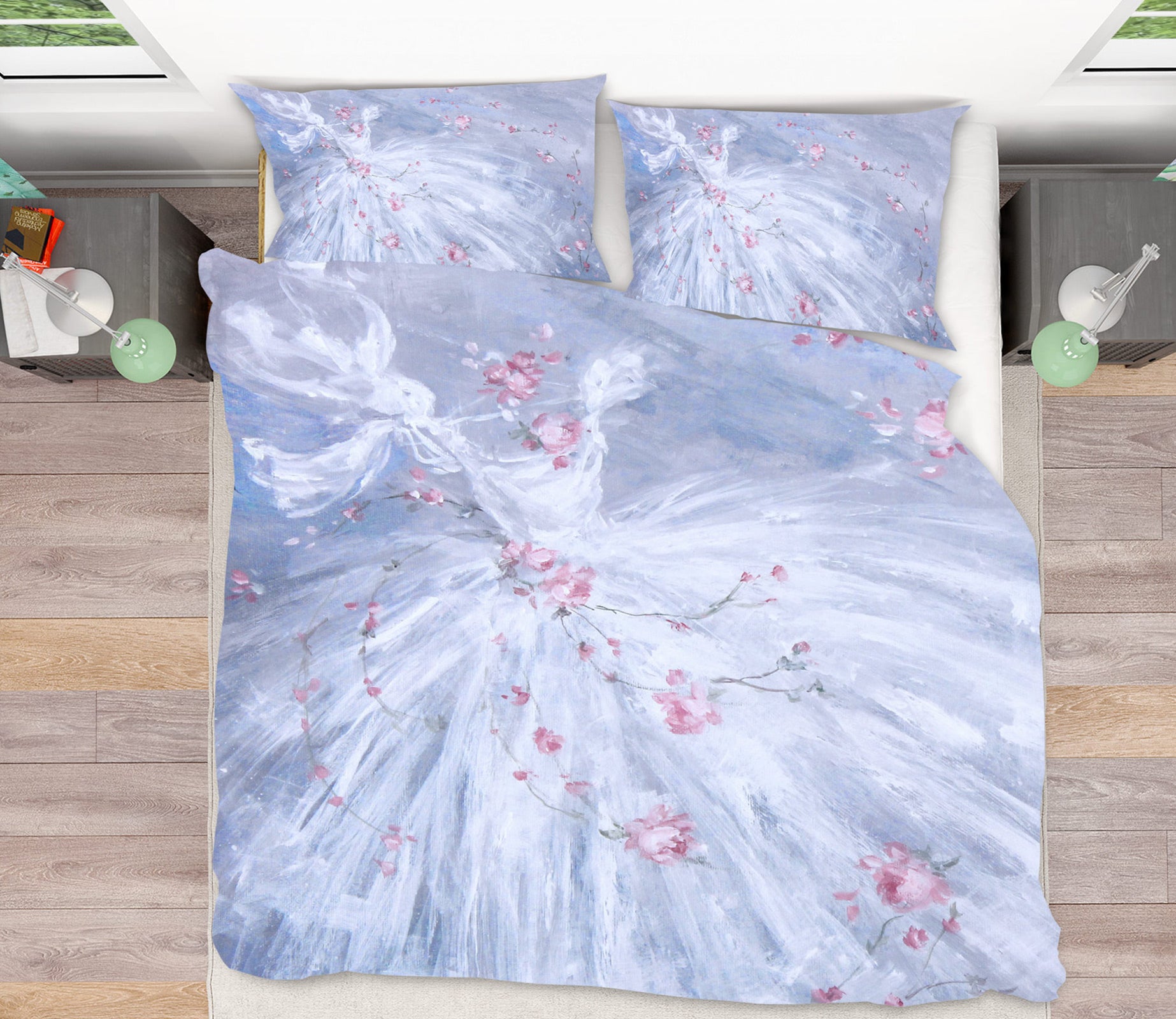 3D White Dress Petals 2084 Debi Coules Bedding Bed Pillowcases Quilt