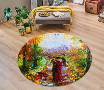 3D Oil Painting Couple 887 Skromova Marina Rug Round Non Slip Rug Mat