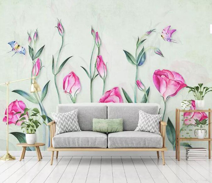 3D Pink Flowers 542 Wall Murals Wallpaper AJ Wallpaper 2 