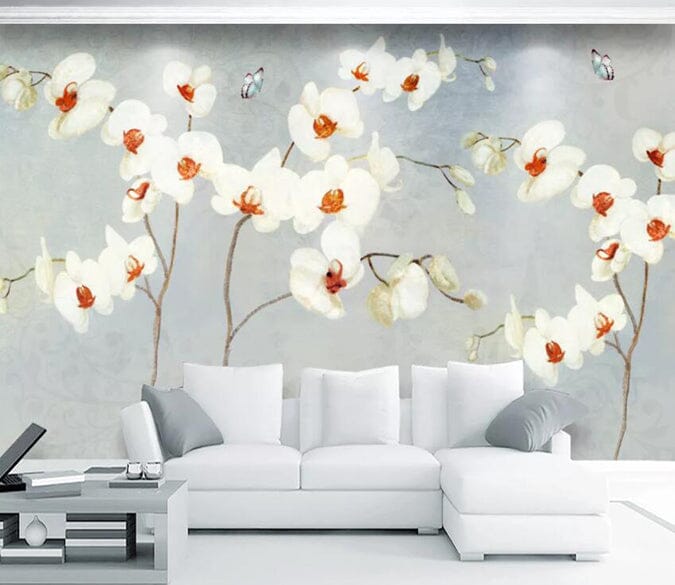 3D White Flowers 1470 Wall Murals Wallpaper AJ Wallpaper 2 