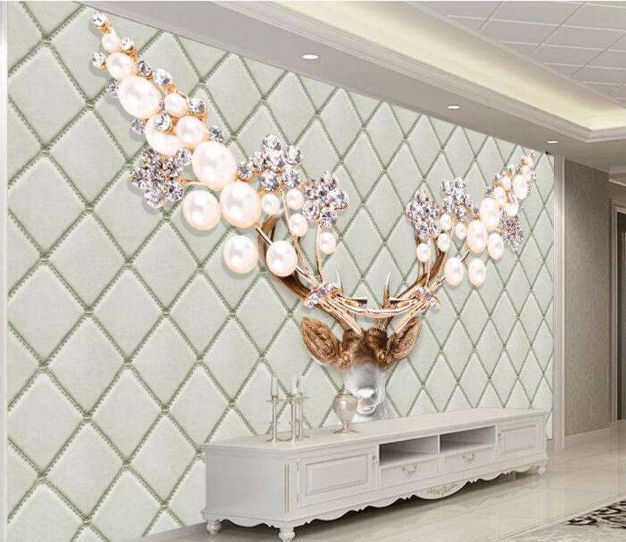 3D Pearl Deer Head WC1120 Wall Murals