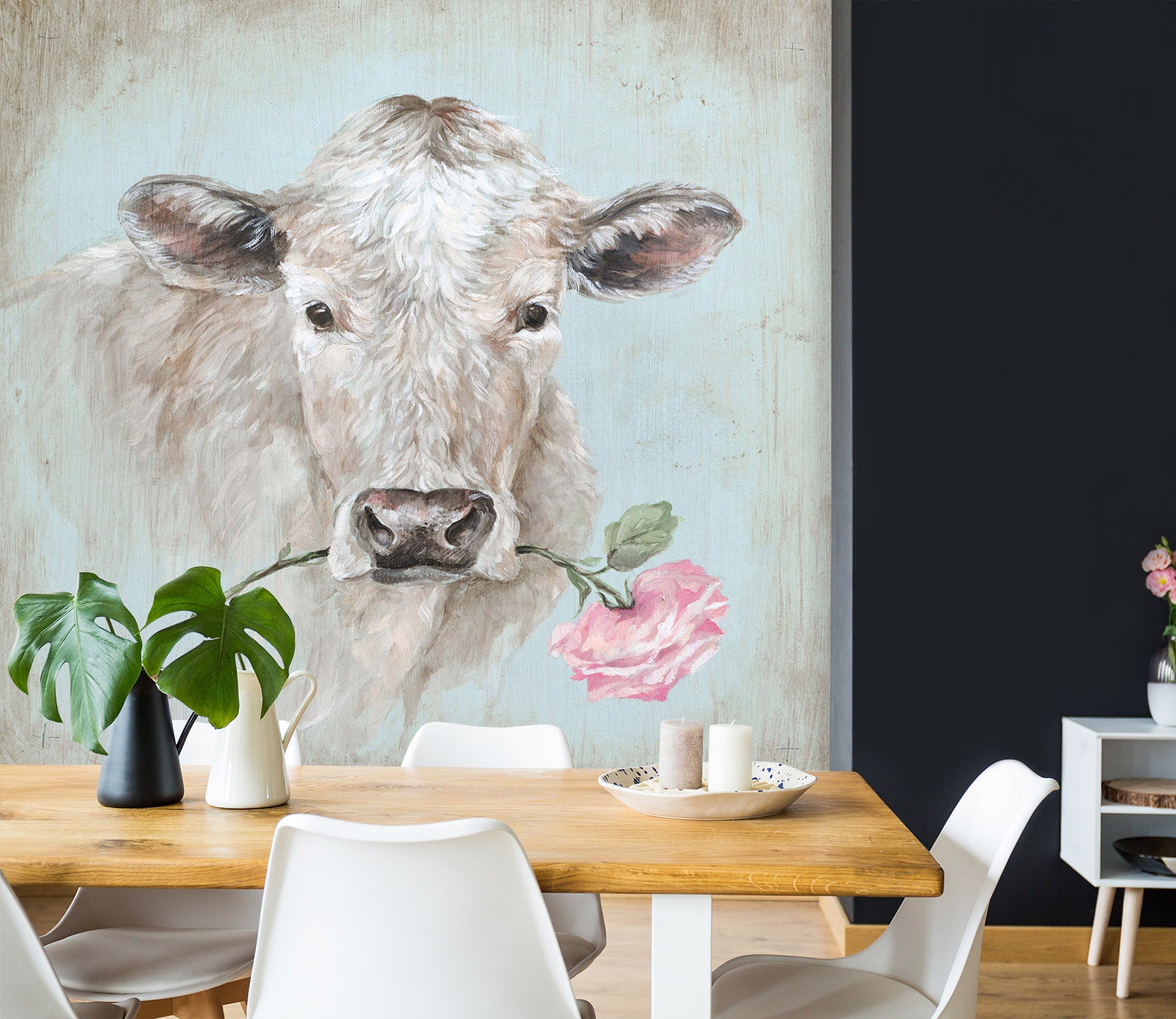 3D Cow Flower 4001 Debi Coules Wall Mural Wall Murals