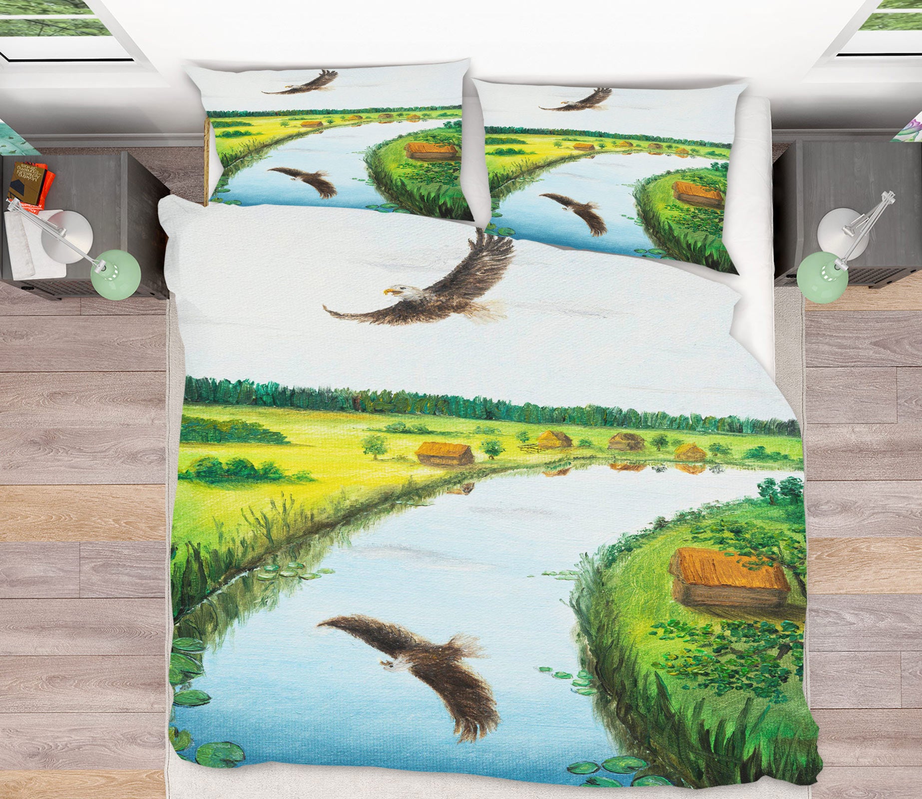 3D River Eagle 1749 Marina Zotova Bedding Bed Pillowcases Quilt