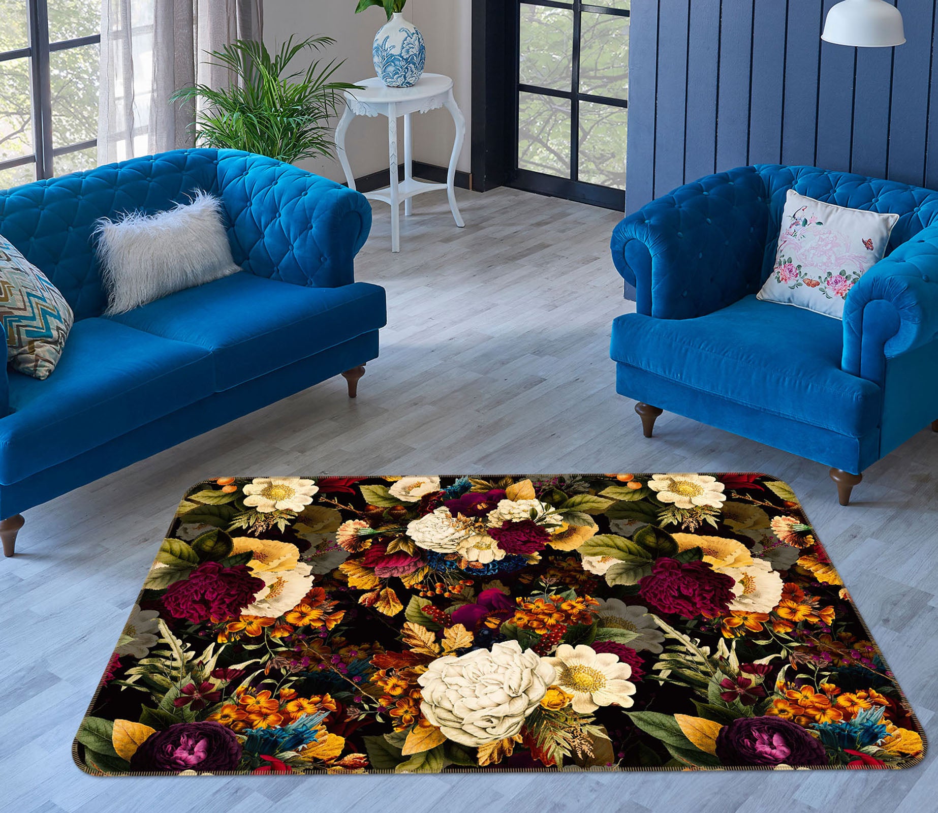 3D Painted Flowers 110 Uta Naumann Rug Non Slip Rug Mat