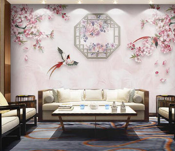 3D Plum Bird WC1561 Wall Murals