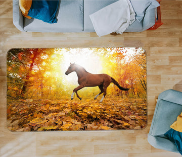 3D Horse Fallen Leaves 38138 Animal Non Slip Rug Mat