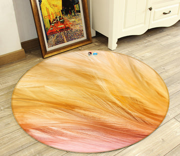 3D Feather Leaves 81215 Round Non Slip Rug Mat