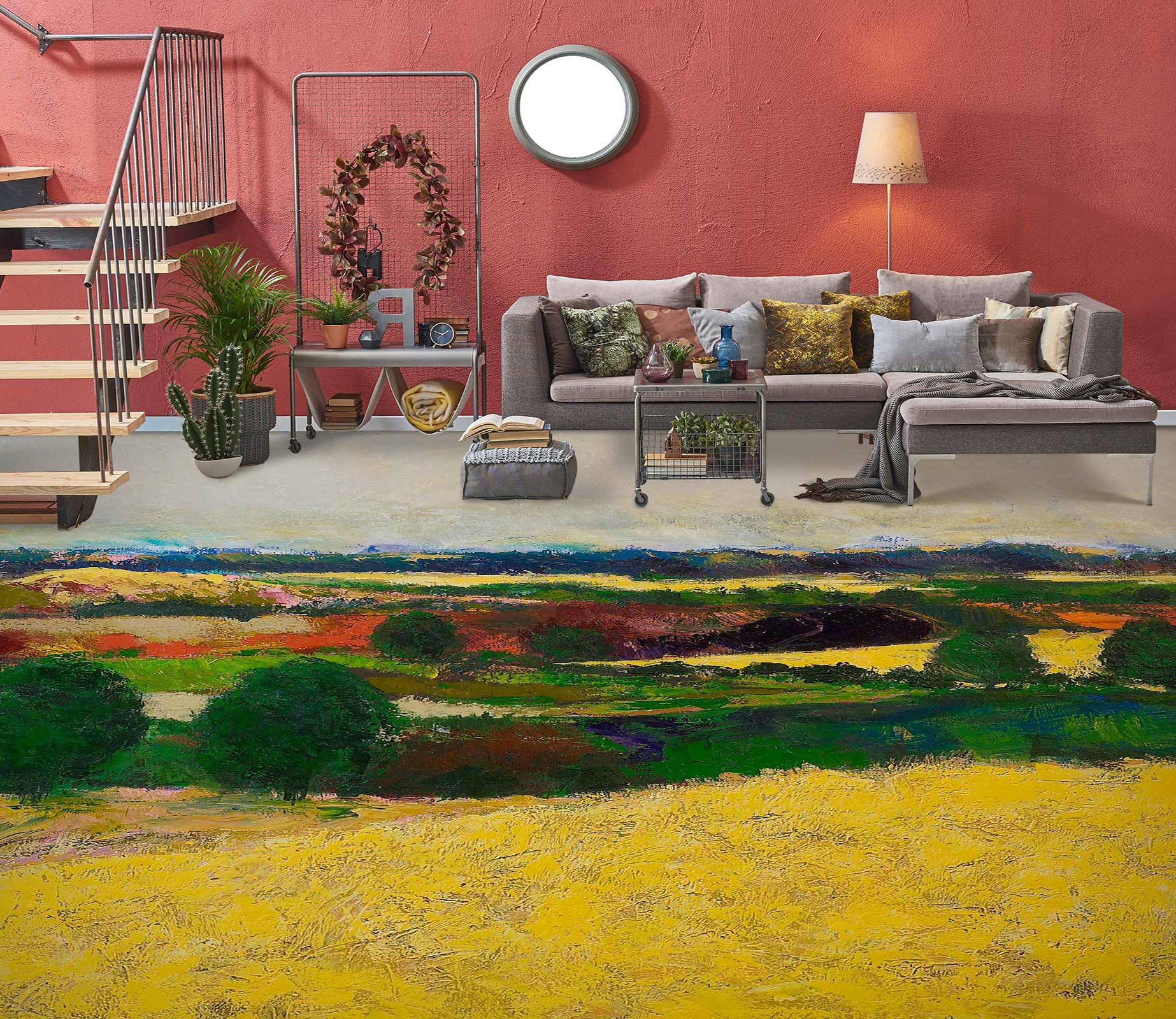 3D Golden Grass Trees 9561 Allan P. Friedlander Floor Mural