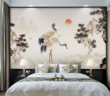 3D Graceful Crane WC927 Wall Murals