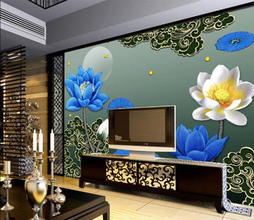 3D Blue Lotus WC1221 Wall Murals