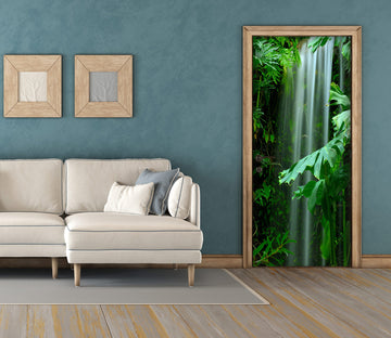 3D Waterfall Leaves 23035 Door Mural