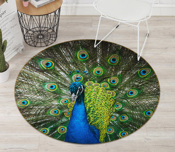 3D Peacock 82023 Animal Round Non Slip Rug Mat