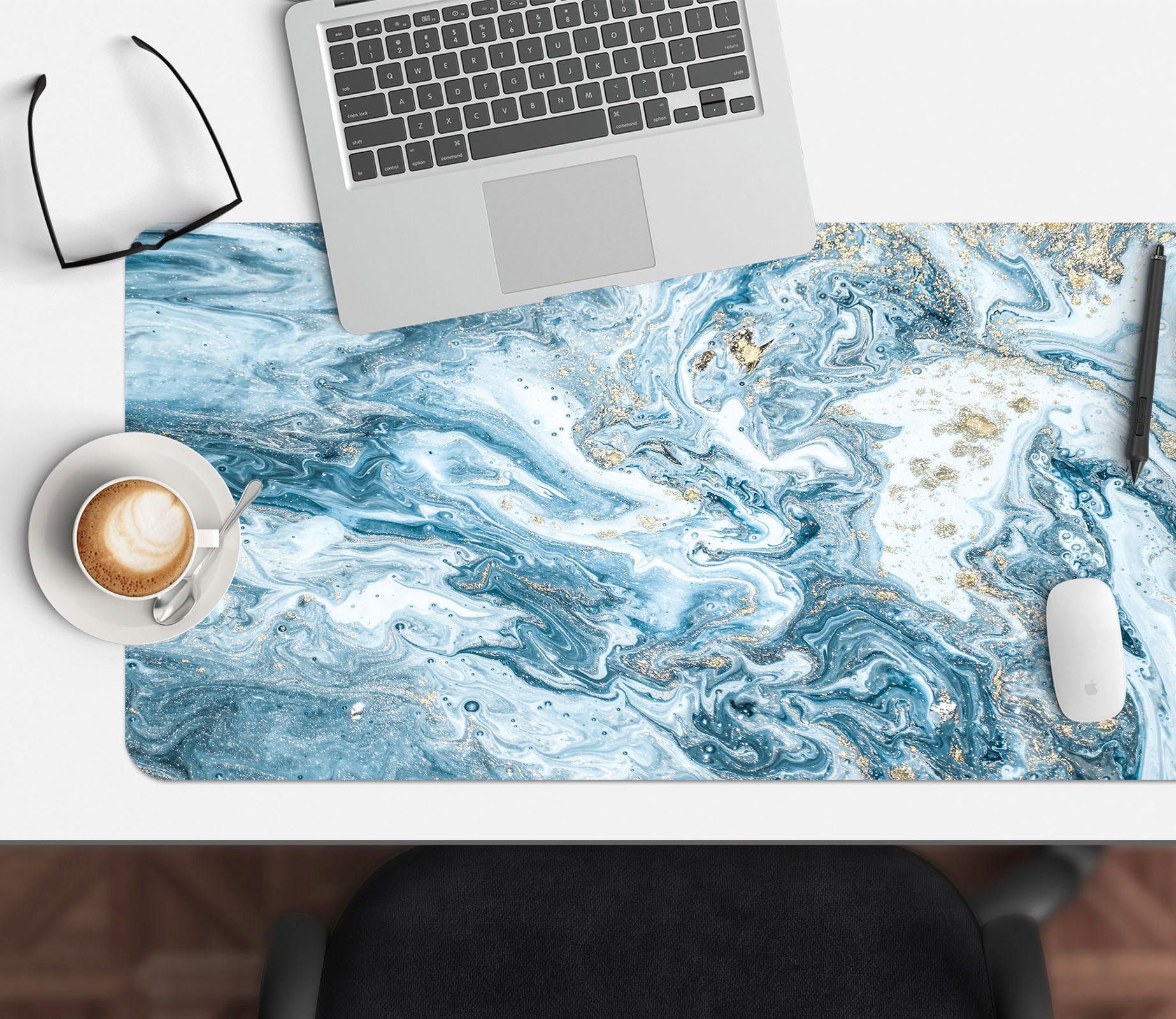 3D Teal Pattern 18029 Desk Mat