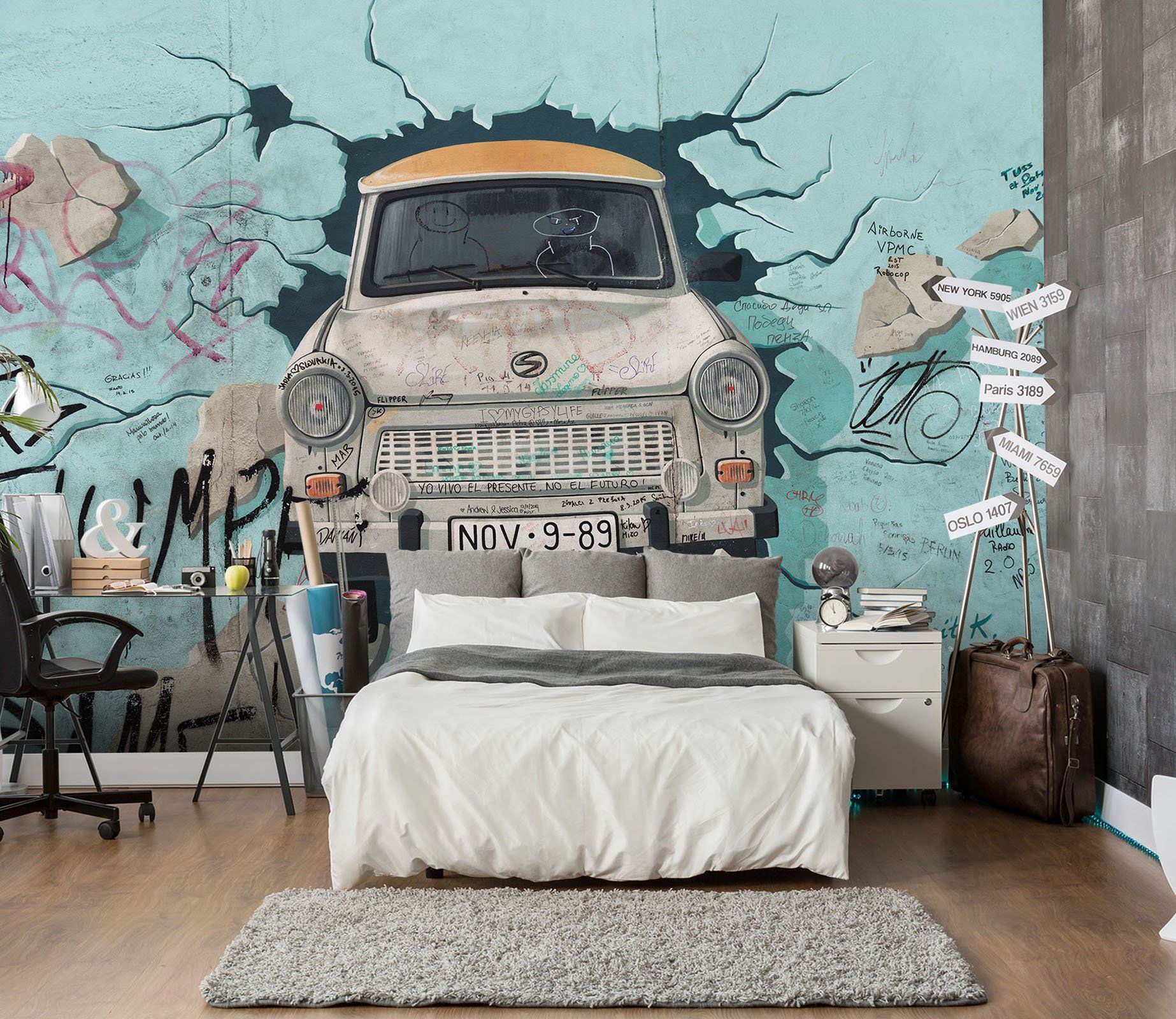 3D Cartoon Car 129 Wall Murals Wallpaper AJ Wallpaper 2 