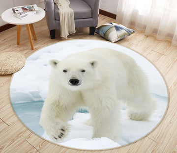 3D Polar Bear 38023 Animal Round Non Slip Rug Mat