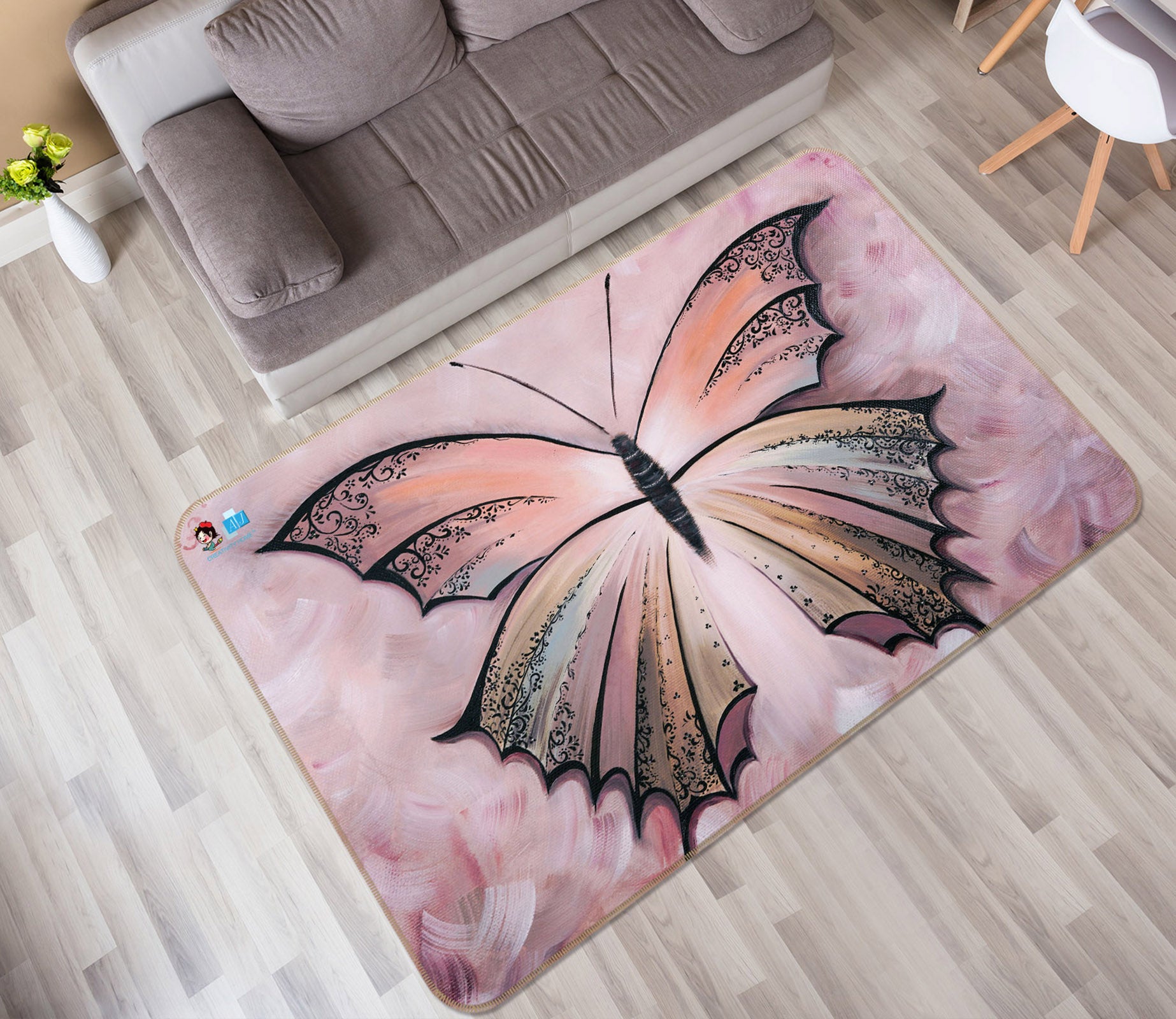 3D Butterfly Pattern 1244 Skromova Marina Rug Non Slip Rug Mat