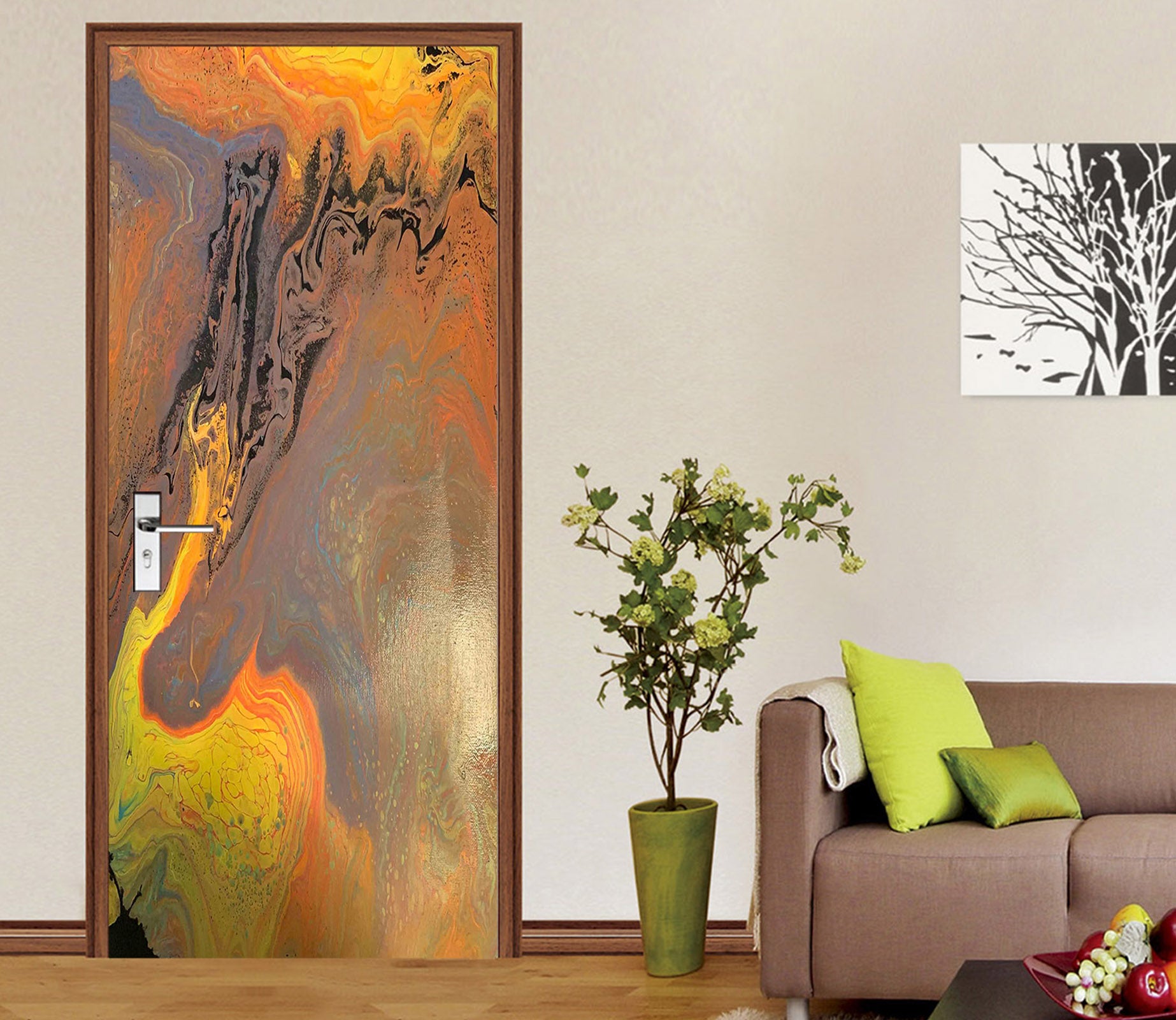 3D Golden Brown Paint Texture 9208 Valerie Latrice Door Mural