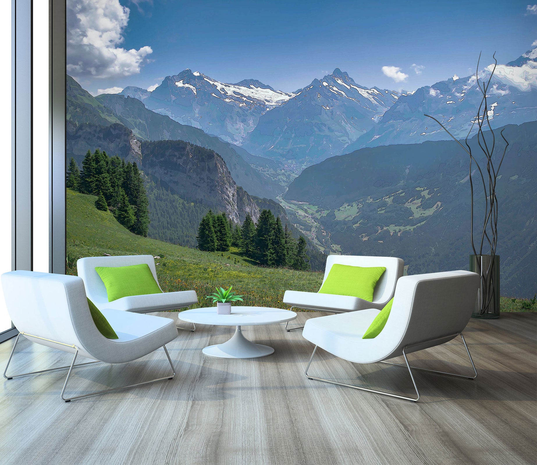 3D Mountain Lawn 9148 Alius Herb Wall Mural Wall Murals