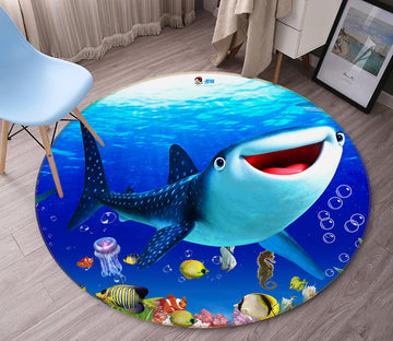 3D Shark 82019 Animal Round Non Slip Rug Mat