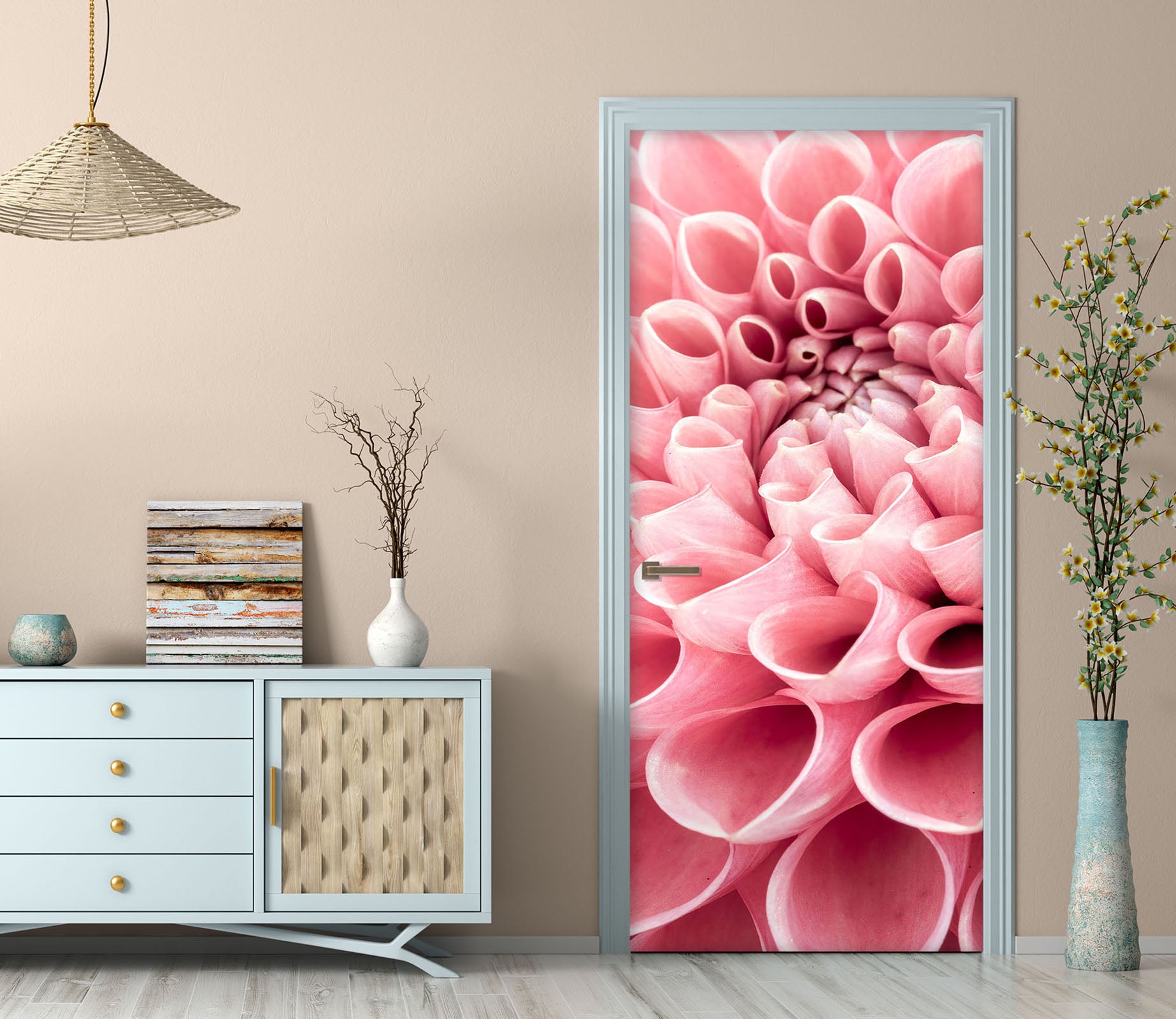 3D Pink Petals 5052 Assaf Frank Door Mural