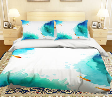 3D Goldfish River 007 Bed Pillowcases Quilt