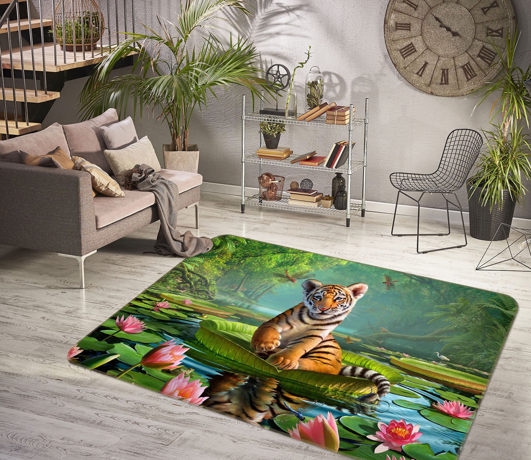 3D Tiger Lily 83085 Jerry LoFaro Rug Non Slip Rug Mat