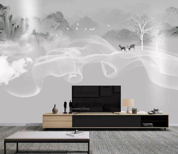 3D Smoke Fawn WC1539 Wall Murals